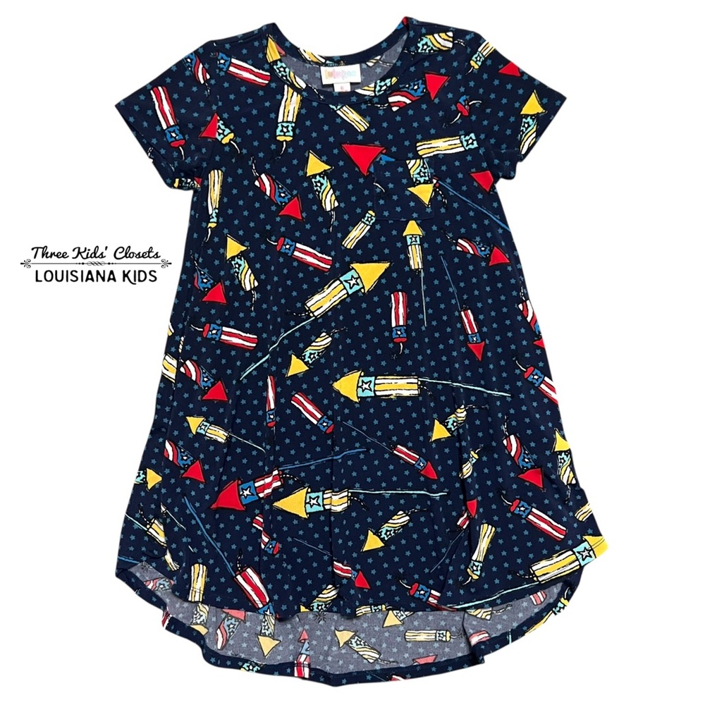 LulaRoe 6Y 4th of July Fireworks Stars & Stripes Scarlett Dress
